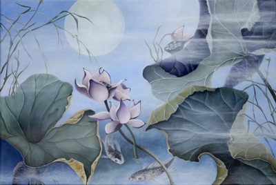 Ashley Coll - Winter Lotus painting