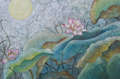 Ashley Coll - Moon Over Lotus 3 painting