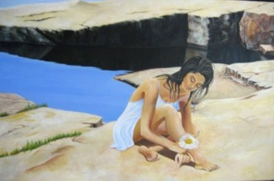 Ashley Coll - Girl with Anenome painting