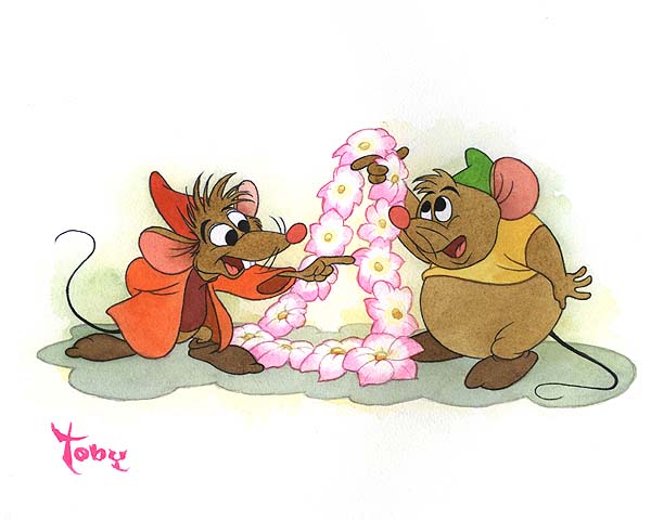 Toby Bluth - Aloha Jaq and Gus original painting