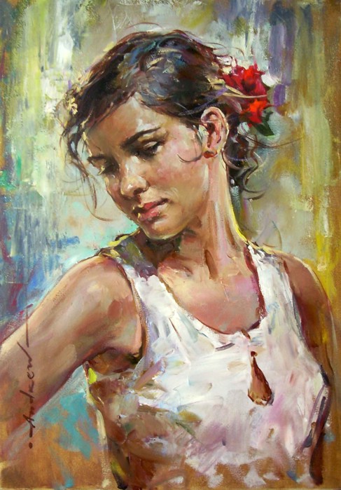 Andrew Atroshenko - Alessandra - Oil on Canvas Original Painting