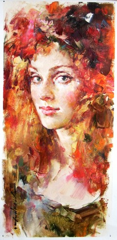 Andrew Atroshenko - Anna of the Fall - Oil on Canvas Original Painting