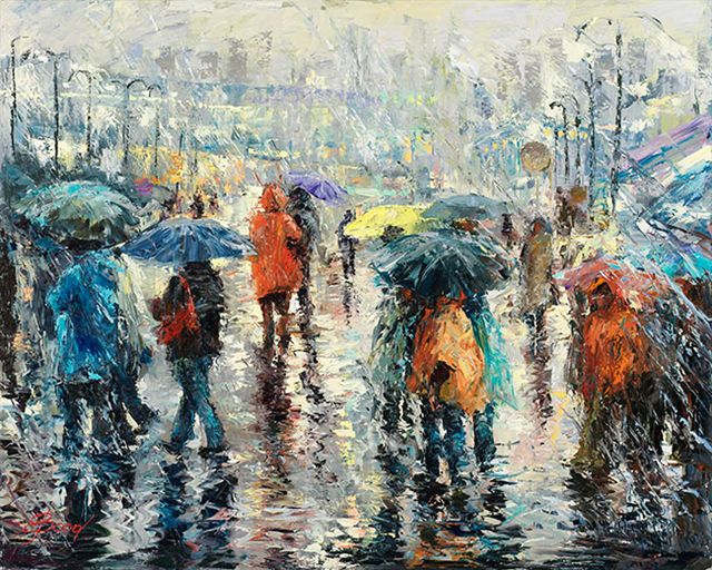 Elena Bond - A Storm on the Plaza - Limited Edition on Canvas