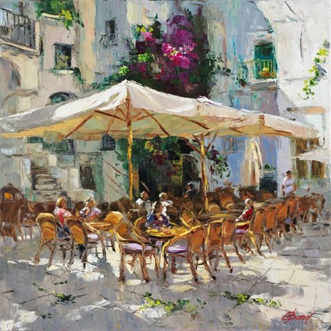 Elena Bond - CAFE ANTALYA - Limited Edition on Canvas