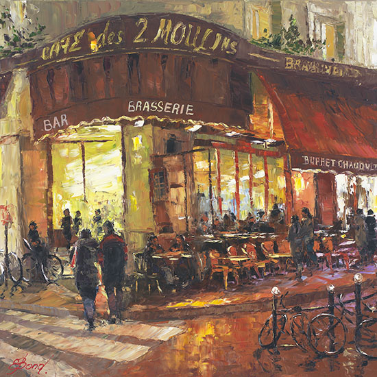 Elena Bond - Cafe Des Deux Moulin - Limited Edition on Canvas