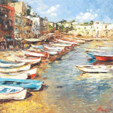 Elena Bond - Mediterranean Fishing Boats - Limited Edition on Canvas