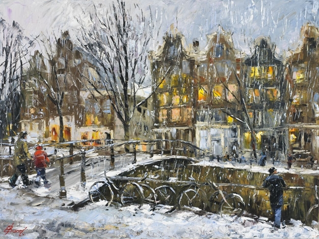 Elena Bond - Winter In Amsterdam - Limited Edition on Canvas
