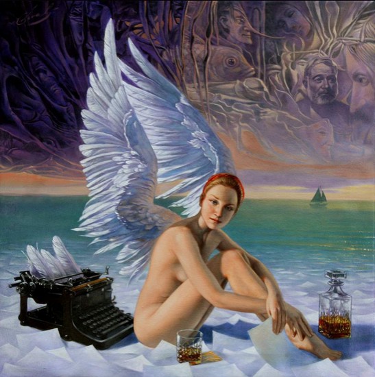 Michael Cheval - Angel-of-Key-West - Oil on Canvas