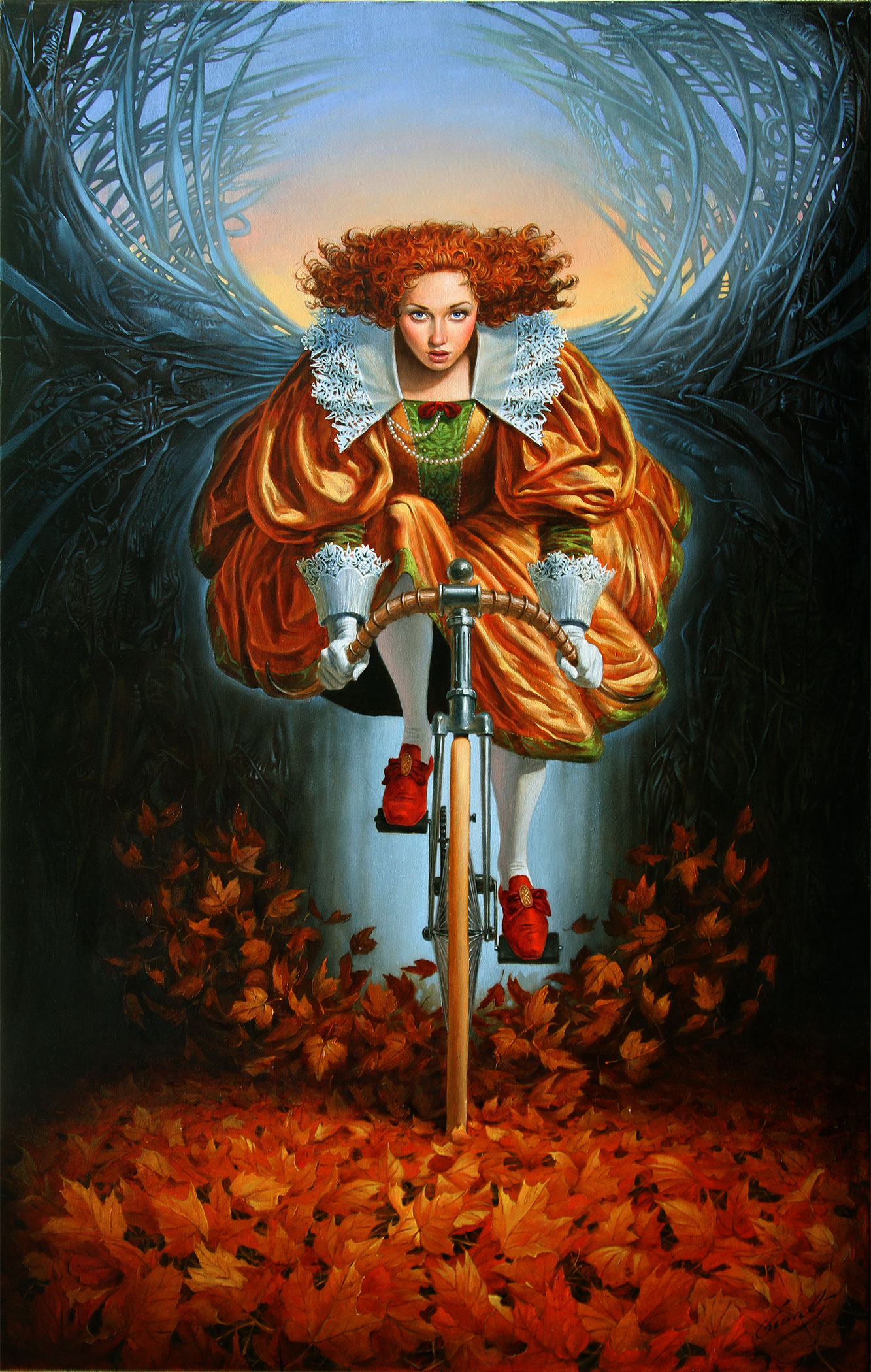 Michael Cheval - ON THE WINGS OF FALL - Oil on Canvas