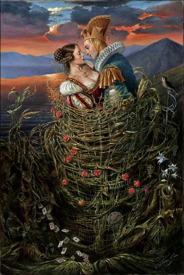 Michael Cheval - BASKET OF LOVE - Oil on Canvas