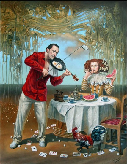 Michael Cheval - BREAKFAST WITH HUMPTY DUMPTY - Oil on Canvas