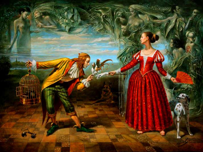 Michael Cheval - GALLANTRY CONVENTION - Oil on Canvas