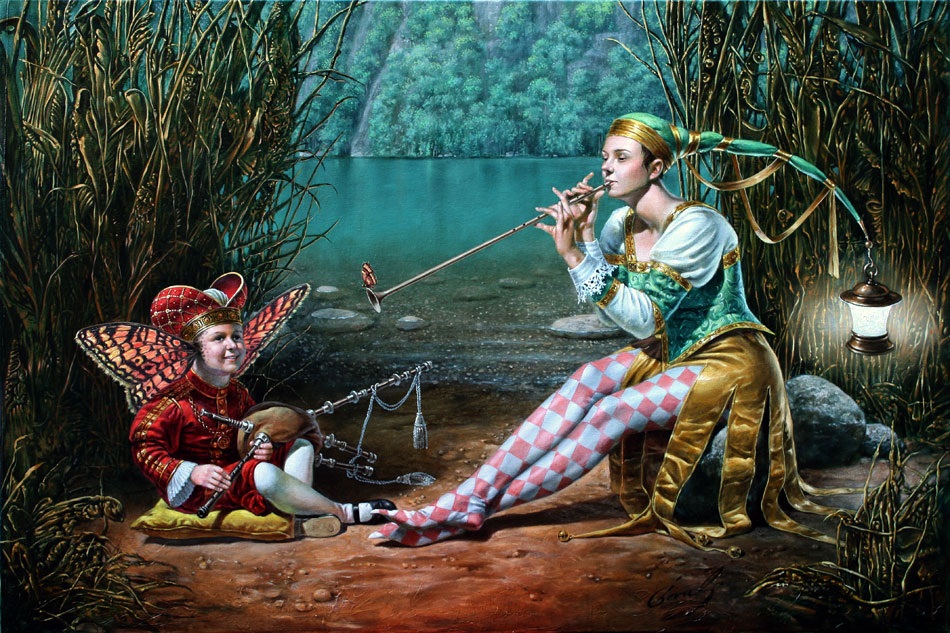 Michael Cheval - LULLABY FOR BUTTERFLY KING II - Oil on Canvas