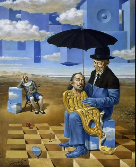 Michael Cheval - LULLABY OF UNCLE MAGRITTE - Oil on Canvas