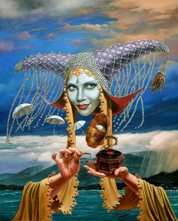 Michael Cheval - MELODY OF RAIN - Oil on Canvas