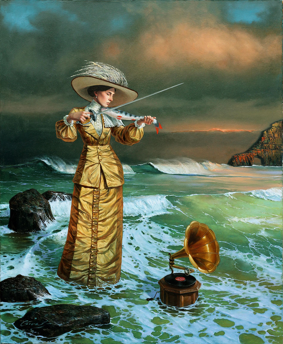 Michael Cheval - SONGS OF THE ISLAND SIRENS - Oil on Canvas