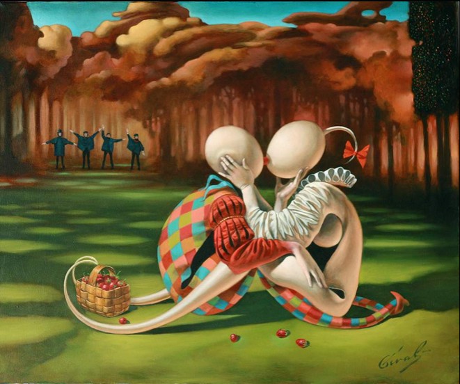 Michael Cheval - STRAWBERRY FIELD - Oil on Canvas