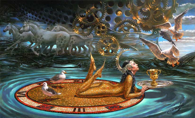 Michael Cheval - ZENITH OF TIME - Oil on Canvas