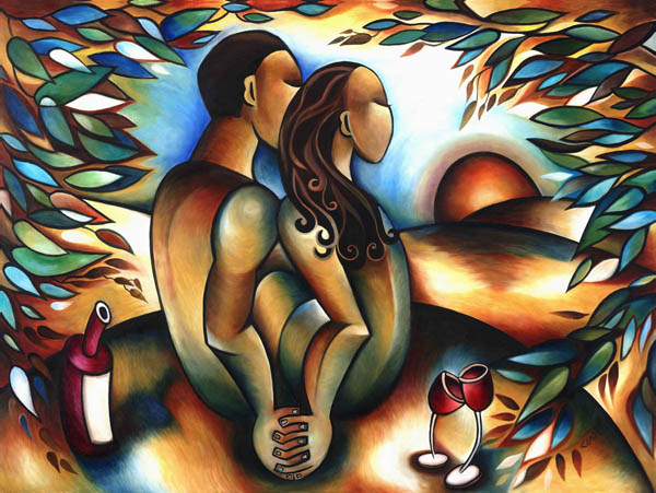 Stephanie Clair - Lovers at Sunset - original painting