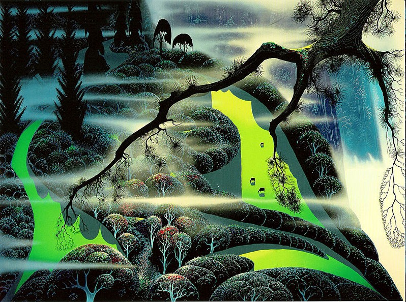 Eyvind Earle - green pastures - Limited Edition Serigraph print