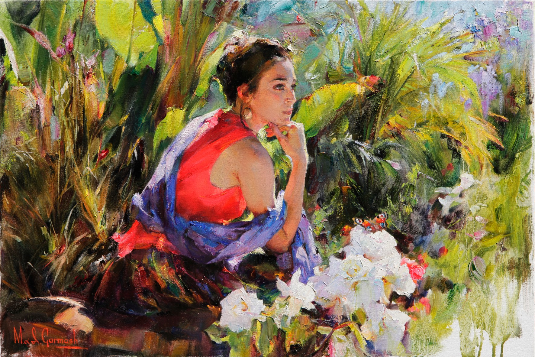 Watching a Butterfly - original painting -
by Michael and Inessa Garmash