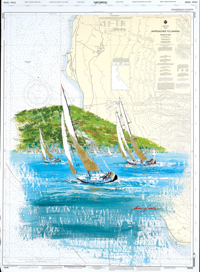 Kerry Hallam - Navigational Chart painting - Lahaina