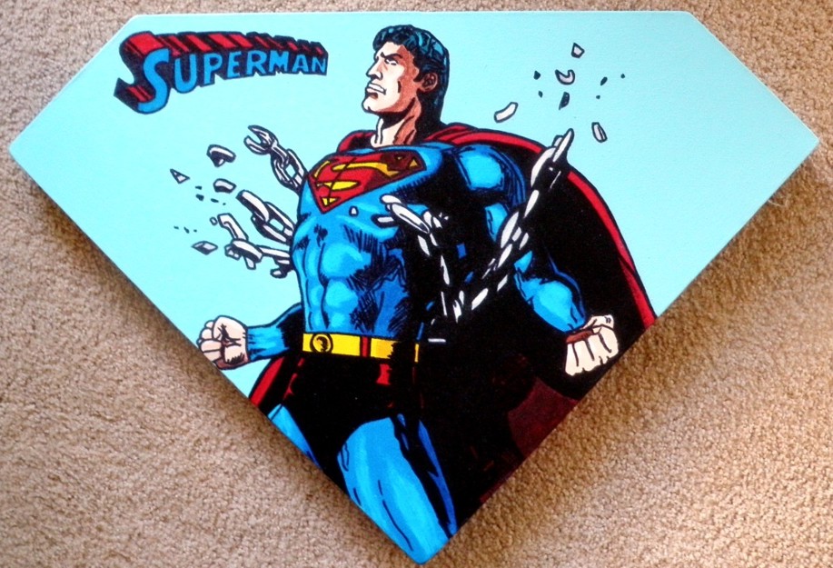Steve Kaufman - Superman Shield original painting