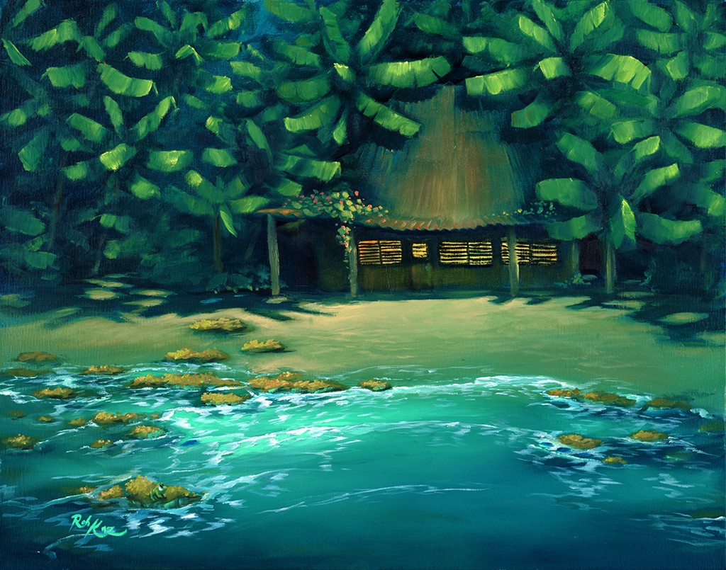 Rob Kaz - Beach Cabana - original oil on canvas painting