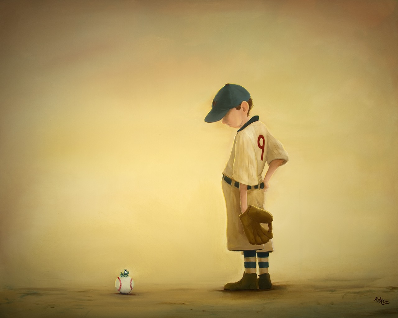 Rob Kaz - Delay of Game - original oil on canvas painting