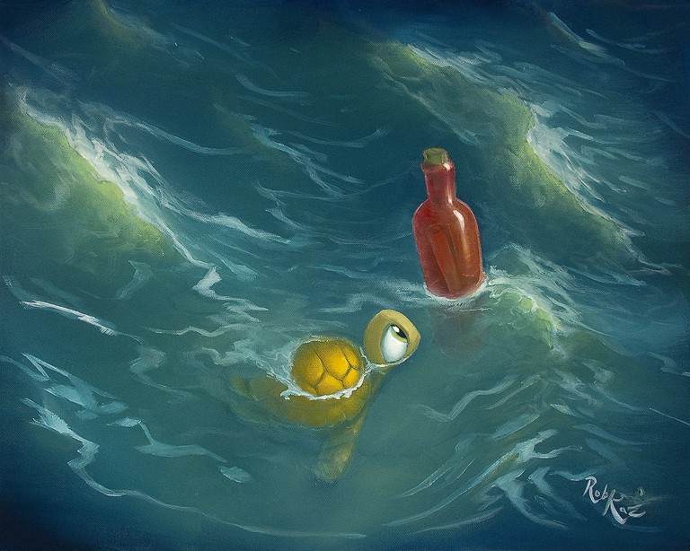 Rob Kaz - Found Message - original oil on canvas painting