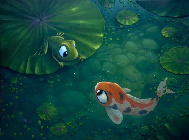 Rob Kaz - Playing Koi - signed and numbered limited edition print on canvas