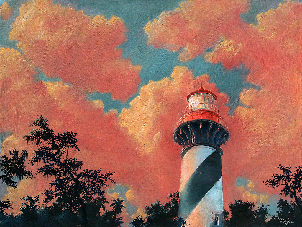 Rob Kaz - St. Augustine Lighthouse - original oil on canvas painting