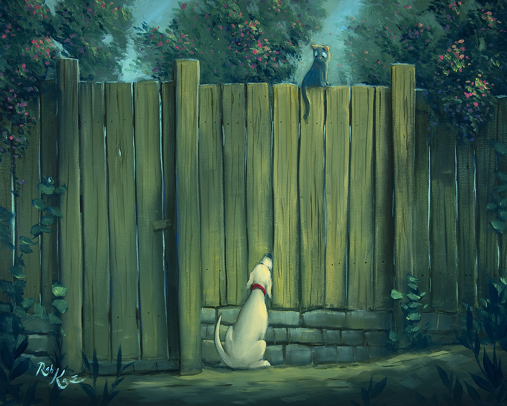 Rob Kaz - Waiting Game - original oil on canvas painting