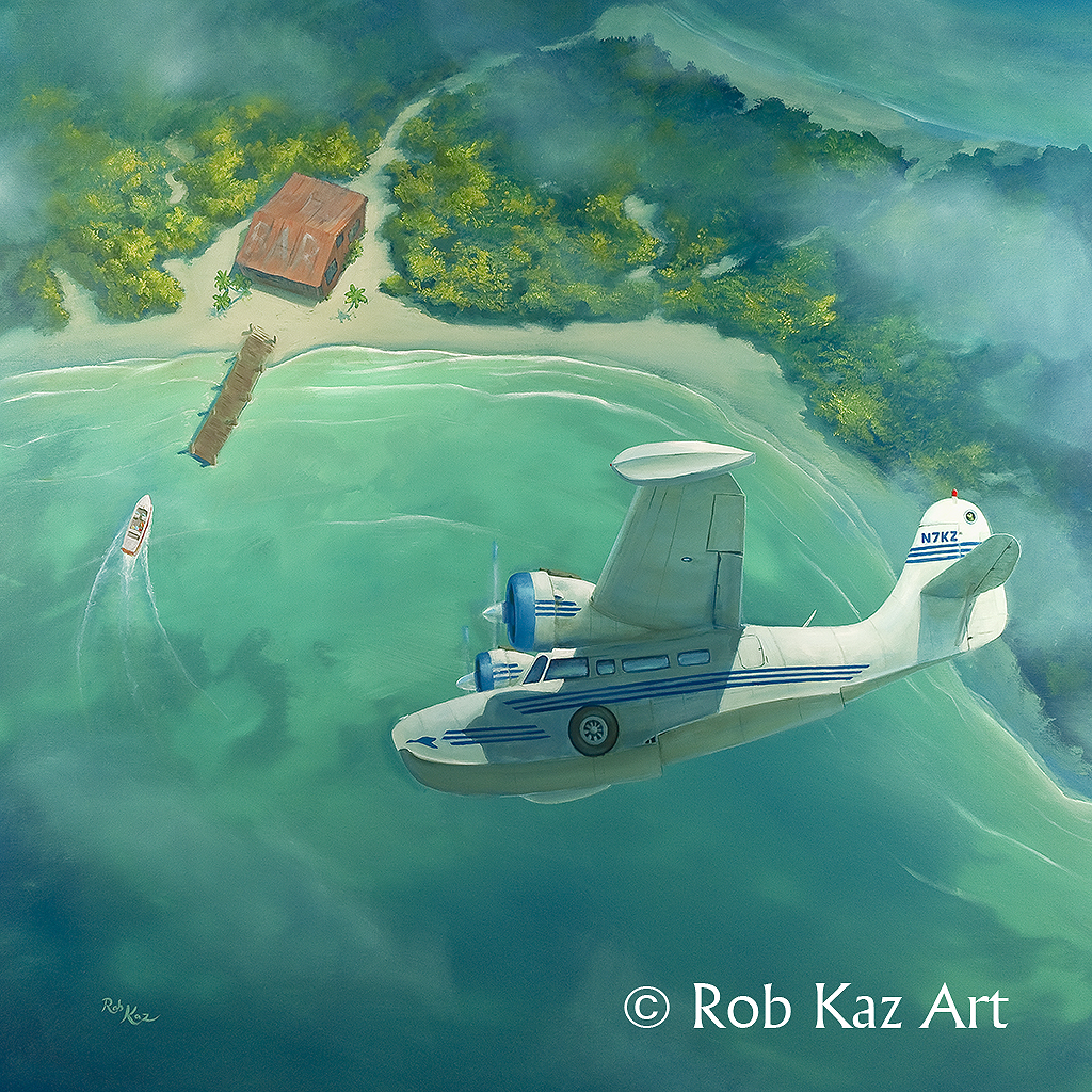 Rob Kaz - Watering Hole - original oil on canvas painting