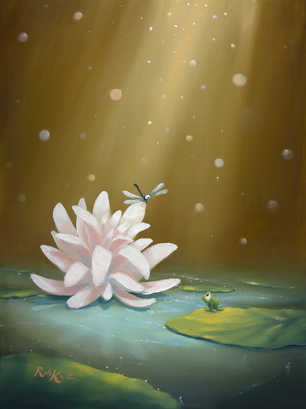 Rob Kaz - Dragonfly Hello - original oil on canvas painting