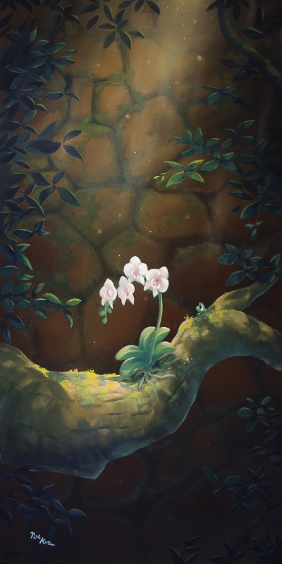 Rob Kaz - Solitary Orchid - original oil on canvas painting
