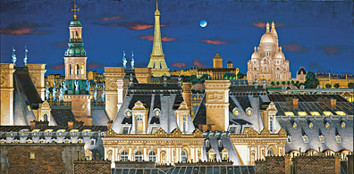 PARIS ROOFTOPS AT NIGHT

Hand-pulled Deluxe serigraph on Gesso Board
23 x 46 inches
Edition size 325 by Liudmila Kondakova