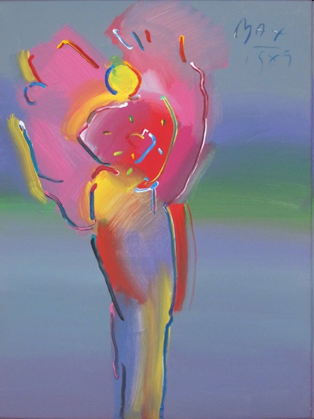 ANGEL WITH HEART IN SPECTRUM - original painting on canvas - Fine Art by Peter Max