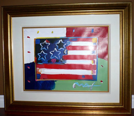 Flag with Heart - Fine Art by Peter Max