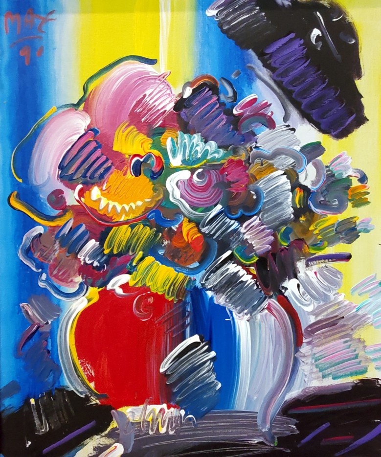 FLOWER VASE - original painting on canvas - Fine Art by Peter Max