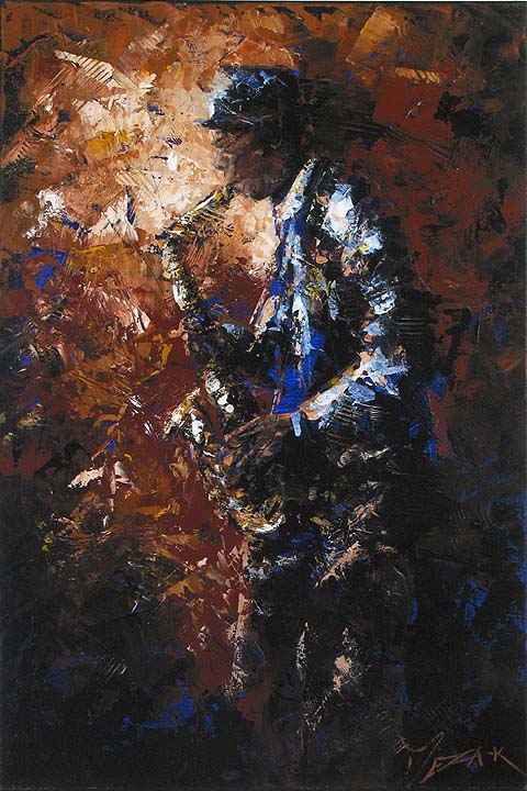BLUES PLAYER - original painting by 