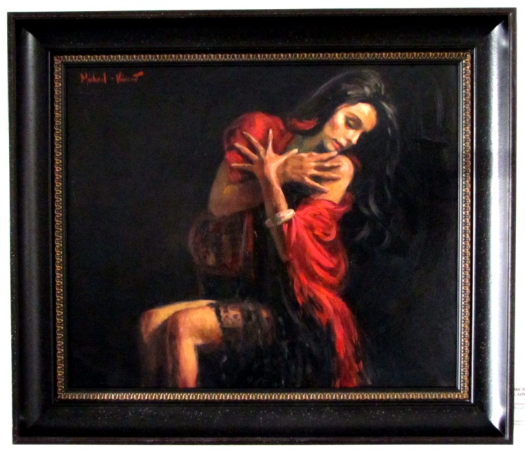 Lady in Red - Oil on Canvas by Michael - Vincent