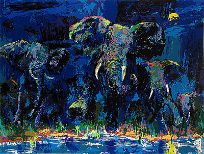 ELEPHANT Nocturne - Fine Art by Leroy Neiman 