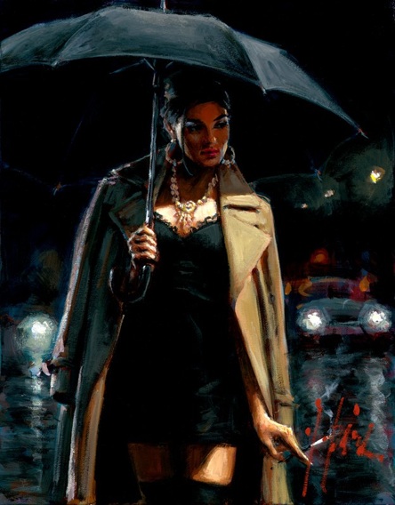 Fabian Perez - NOVEMBER RAIN II - signed and numbered limited edition print on canvas