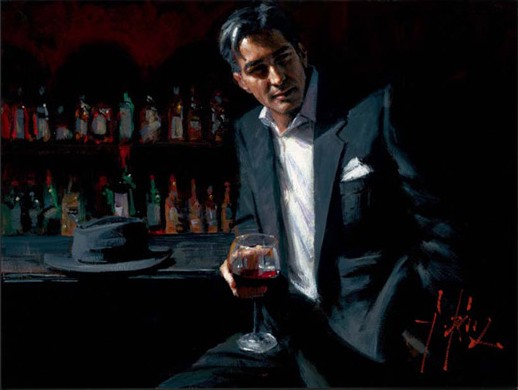 Fabian Perez - Black Suit Red Wine