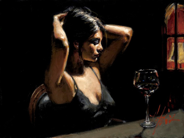 Fabian Perez - THE DARK ROOM II - signed and numbered limited edition print on canvas