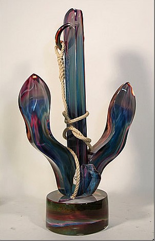 ANCHOR STEAMSHIP
Calcedonia Glass Sculpture on Base by Dino Rosin