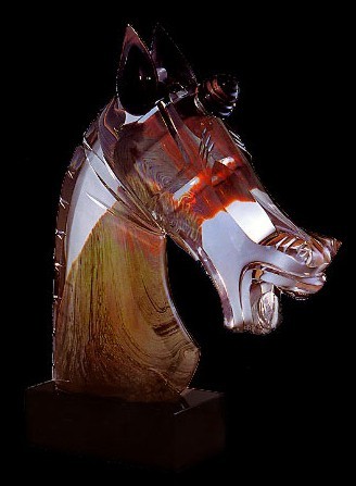 Horses Head - 
Clear & Calcedonia Glass by Dino Rosin