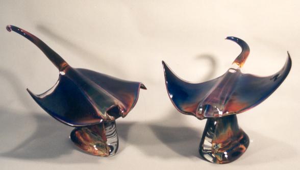 RAYS
Tall Single Ray,
Low, Single Ray,
Clear & Calcedonia
Also Available: Pair of Manta Rays by Dino Rosin