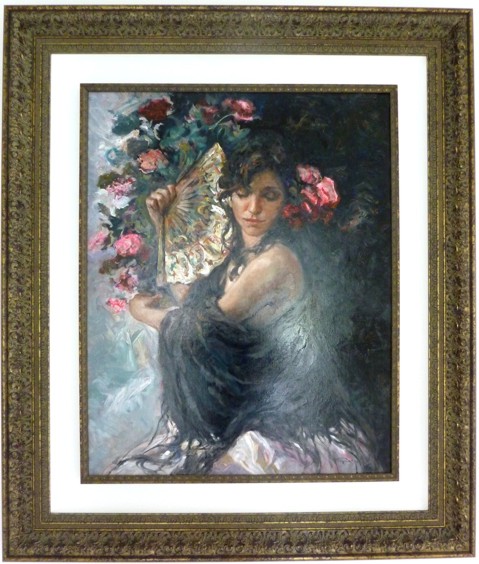 El Manton Negro Original Oil on Canvas Painting Fine Art by Jose Royo